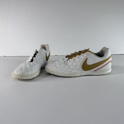 Nike TiempoX Low Top Athletic Sneaker White/Gold Solid Pattern Size 6