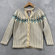 Vintage CJ Viking Women Cardigan M Hand-Knit Wool Fair Isle Scandinavian Denmark