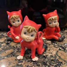 Lefton Red Devil Girl Figurine Halloween Or Christmas