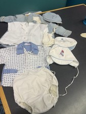 Lot of Vintage Infant Toddler Clothing DOLL CLOTHES Boy's Collection w Hats