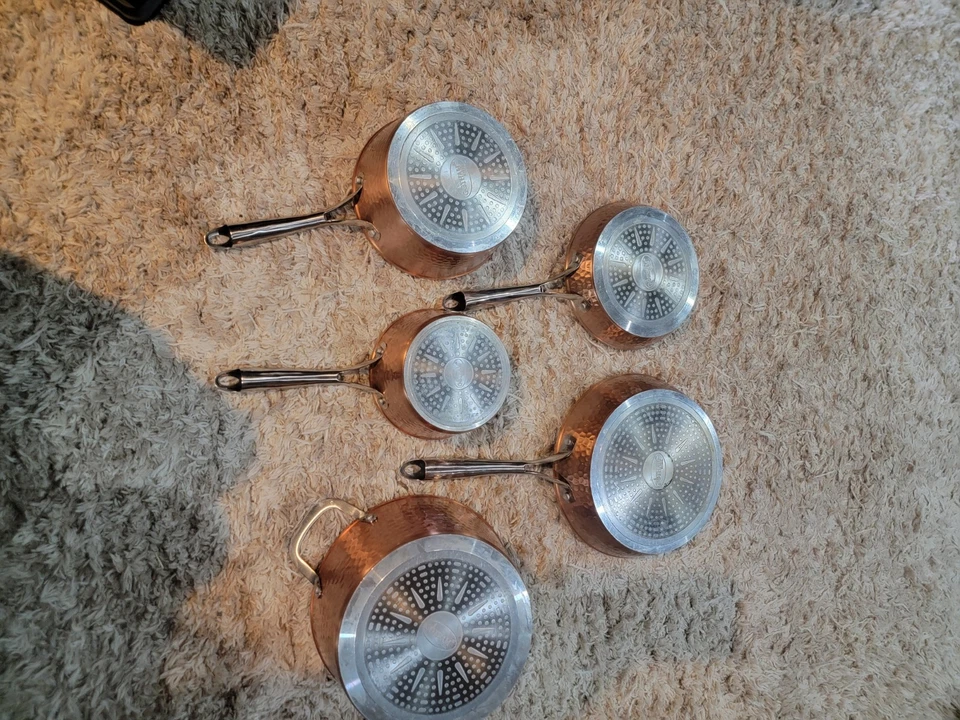 Utensilios de cocina Gotham acero martillado antiadherente cerámica cobre 5 piezas Foto 2 de 3