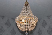 Prächtiger antik Pariser Art deco Kristall Korblüster Lüster Kronleuchter Lampe