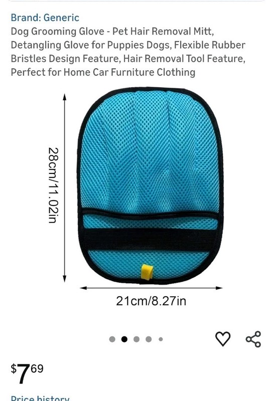 Pet Hair Removal Grooming Glove Mitt Blue, Large, All Breeds, 1 Pack, 2 gloves