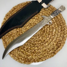 Chipaway Cutlery Old Smokey Bowie Knife Ornate Handle & Pommel Leather Sheath