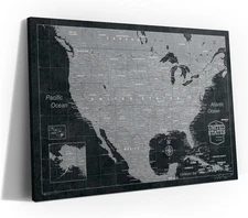 Push Pin USA Map Board - with Push Pins to Mark USA Travel - Handmade in Ohio, U