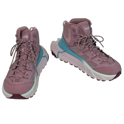 HOKA One One TenNine GTX Womens Hiking Boots Trail Vibram Lug Mauve Teal 9.5