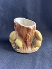 Vintage 1950's Shawnee Pottery MUSHROOMS By TREE STUMP PLANTER Painted Bisque