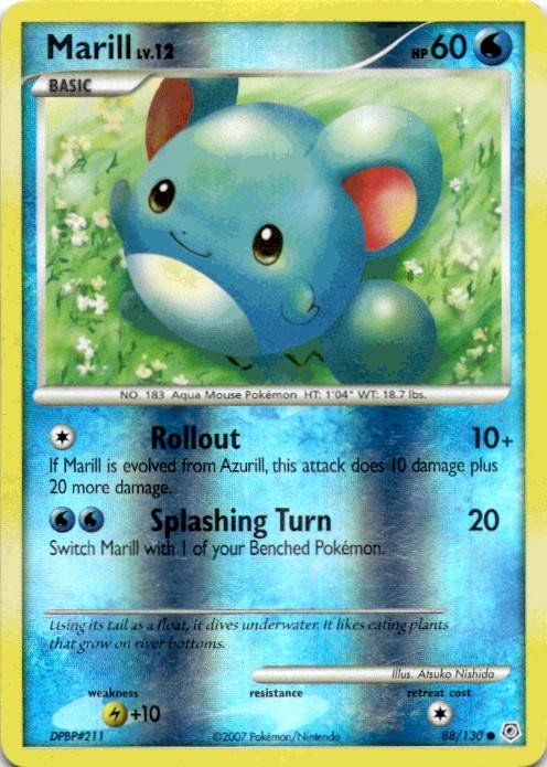 Marill Reverse Holo (88/130) Common Diamond and Pearl LP