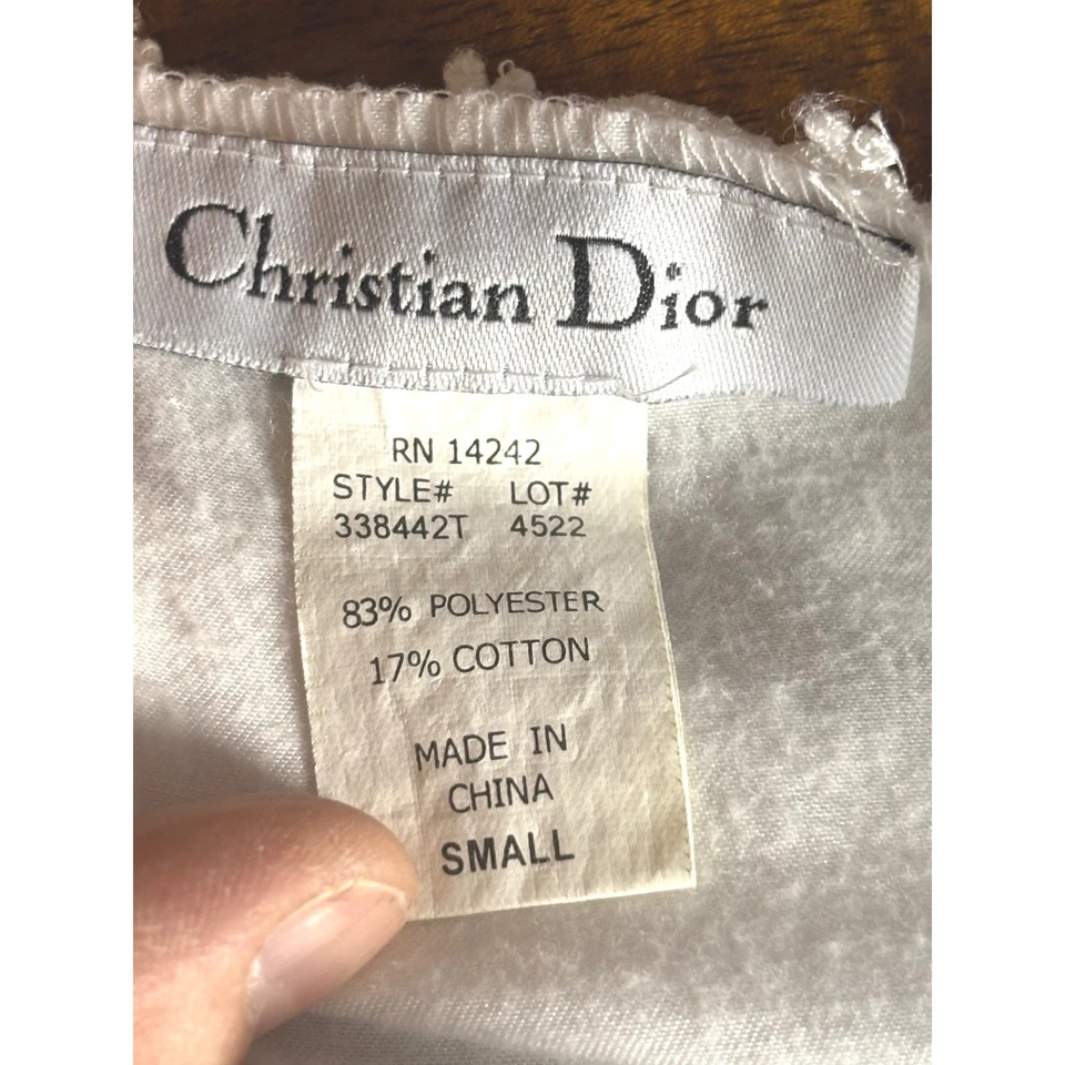 Camisón vintage Christian DIOR para mujer blanco satinado encaje INVIERNO ropa de salón S/M Foto 3 de 4