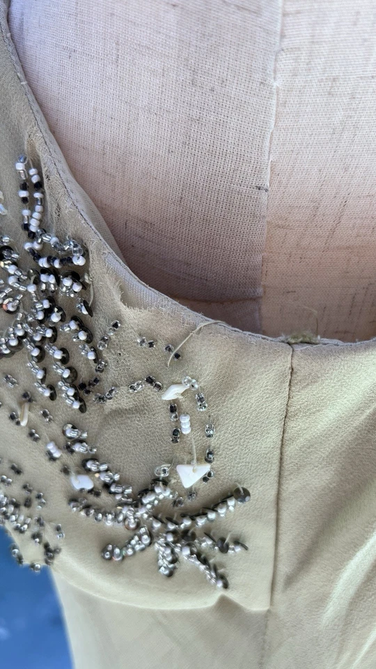 Vestido de noche 100 % seda vintage XSCAPE lentejuelas cuentas Foto 4 de 4
