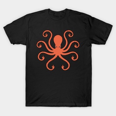 Octopus Middle Fingers Graphic Cotton Short Sleeve Casual T Shirt