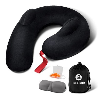 Patented Design Inflatable Travel Neck Pillow   Airplane Neck Pillow with 360° H
