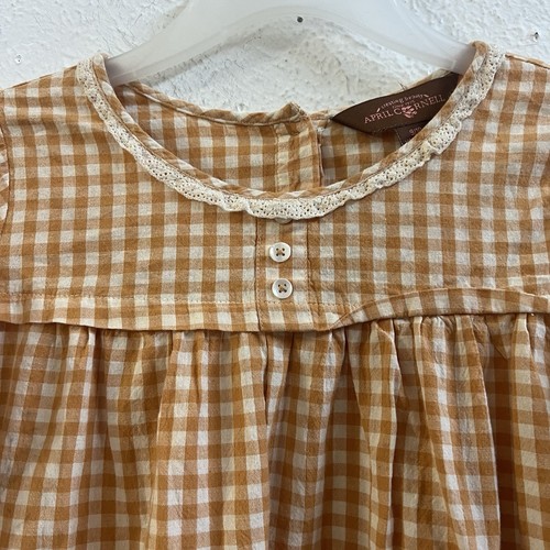 April Cornell Girl Yellow Check Lace Dress Size 9 - 10 - Picture 2 of 9