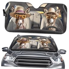Farm Donkey Sunshade, Car Windshield Decor Sun Visor,Donkey Car Front donkey 02