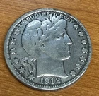 1912 US Barber Half Dollar 90% Silver Coin Average Circulated 0.999