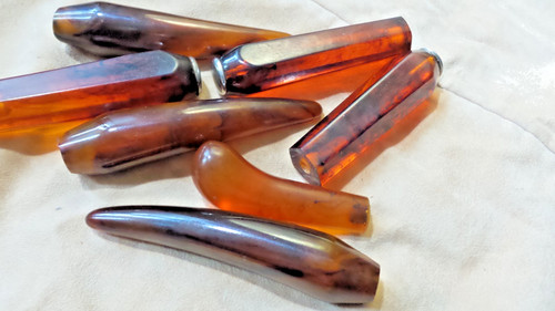 Authentic Vintage Marbled Tortoi shell Bakelite large knife handles364 G
