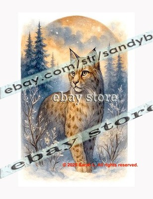 Winter Lynx Forest Tin Sign Nature Decor snow