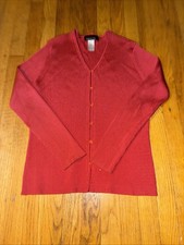 Jones New York Women  s Pink Ribbed Knitted Cardigan Button Up Size XL Y2K