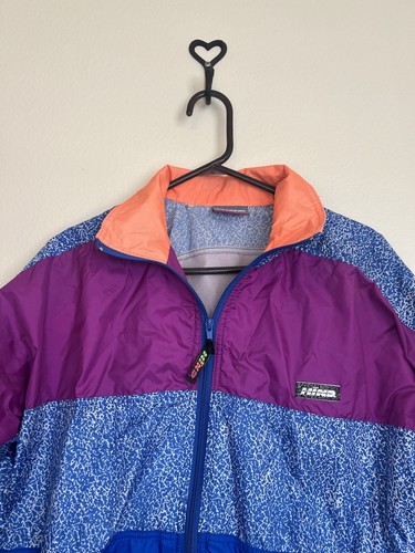 Vtg 90S Hind Windbreaker Full Zip Jacket Neon Vented Orange Blue Colorblock L - Picture 2 of 10