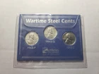 Lot (3) 1943 steel penny P.D.S. WWII Steel Cents
