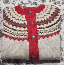 Vintage Norwegian Fair Isle Wool Cardigan