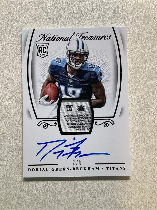 2015 NATIONAL TREASURES RPA LOGO PATCH AUTO DORIAL GREEN BECKHAM RC 2/5 TITANS
