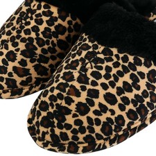 Memory Foam Slippers for Women - Leopard Print, Grippy Rubber Sole, Soft Inside