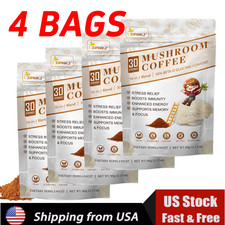 Pack of 4 Organic Mushroom Coffee 30 Servings Per Pack -Free Shipping