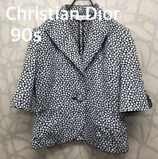 Christian Dior 90s Cotton Polka Dot 3 4 Sleeve Tailored Bar Jacket Size M Black