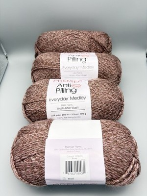 Lot Of 4 Premier Yarns Everyday Medley 100% Anti-Pilling Acrylic Yarn. Rose.