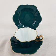 Royal Stuart Spencer Stevenson Harlequin Vintage Tea Set Trio Dark Green
