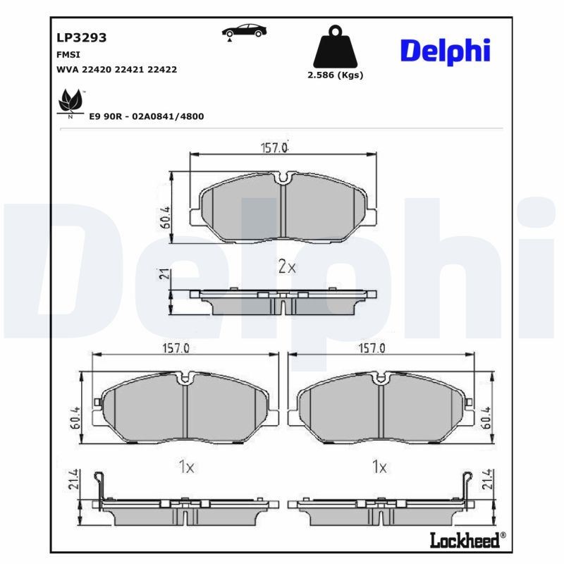 Für DELPHI LOCKHEED HAMULCE LP3293 BRAKE PAD AXLE SET HYUNDAI - Bild 6