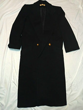 Vintage 80s Perry Ellis Black Womans Union Made In USA 100% Wool 4 Overcoat Mint