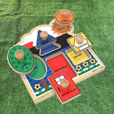 Melissa & Doug First Shapes Jumbo Knob 5-Piece Wooden Peg Puzzle Toddler NEW
