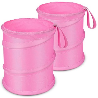 Kincown Car Trash Can, 2 Packs Mini Collapsible 1 Gallons-2 Packs, Pink 