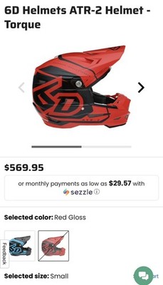 6D Helmets ATR-2 Red Torque Helmet Small Used (Worn twice) with spare visor 