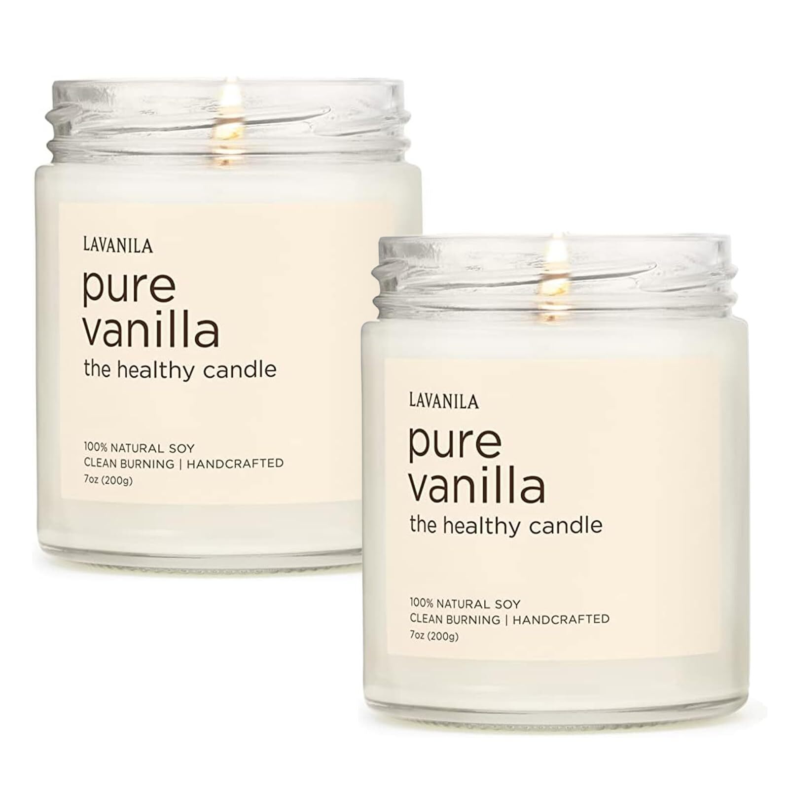 Pure Vanilla Scented Natural Soy Candle (2-Pack) - Handcrafted, Clean Burning...