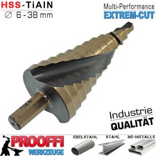HSS TiALN Stufenbohrer Ø 6 - 38mm Spiral Schäl Fräser Kegel Konus Bohrer Senker