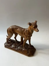 Carving Sculpture Dog Whippet Greyhound Antique Wooden Black Forest Swiss 10in