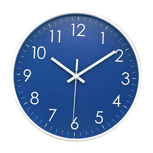 Wall Clock Battery Operated Indoor Non-Ticking Silent Quartz Quiet Dark Blue-image