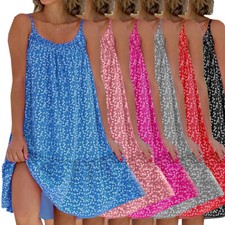 Women Summer Holiday Dress Ladies Boho Beach Sleeless Sun Dress plus size NEW///