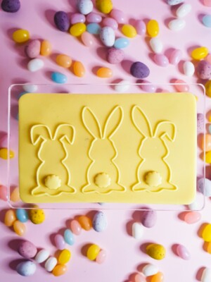 Boss Embossers Rabbit Bunny Rabbits Raised Fondant Embosser & Rectangle Cookie Cutter Set ...