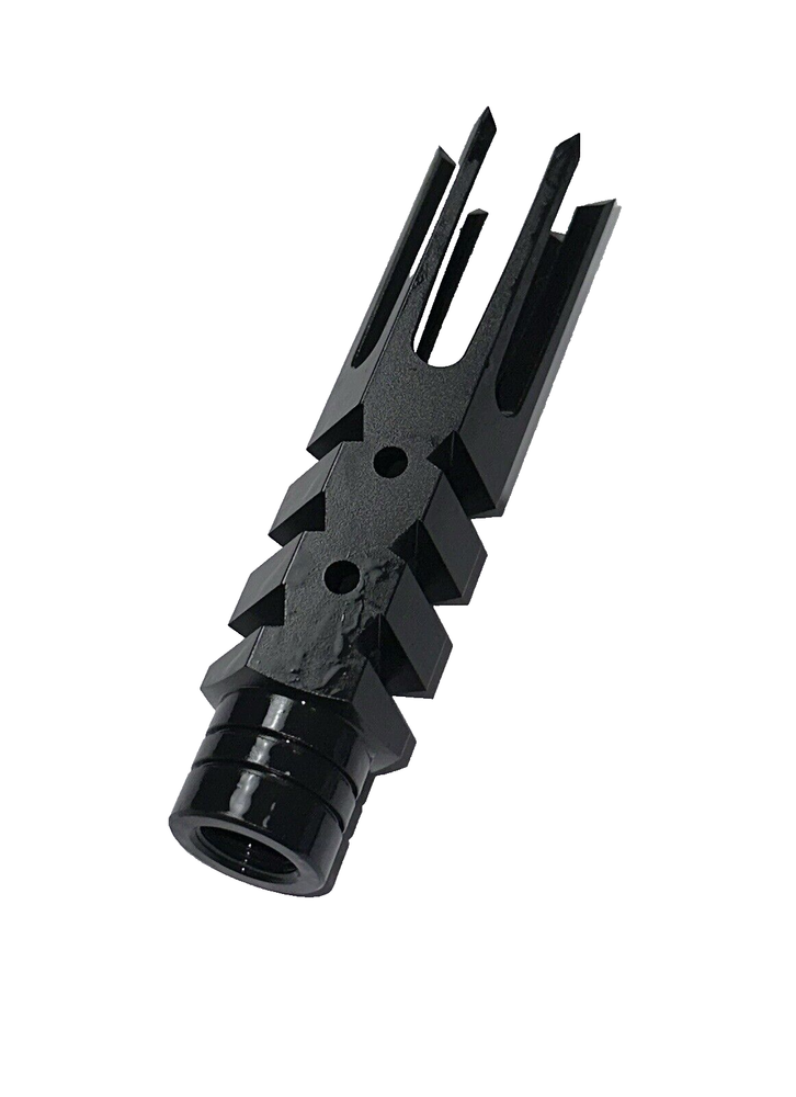 4” Extended Length 6 Prong 1/2X28 TPI Muzzle Brake For .22LR .223 5.56