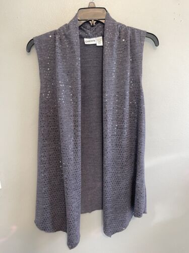 Chicos Sweater Vest Womens Open Front Sequins Lig… - image 1
