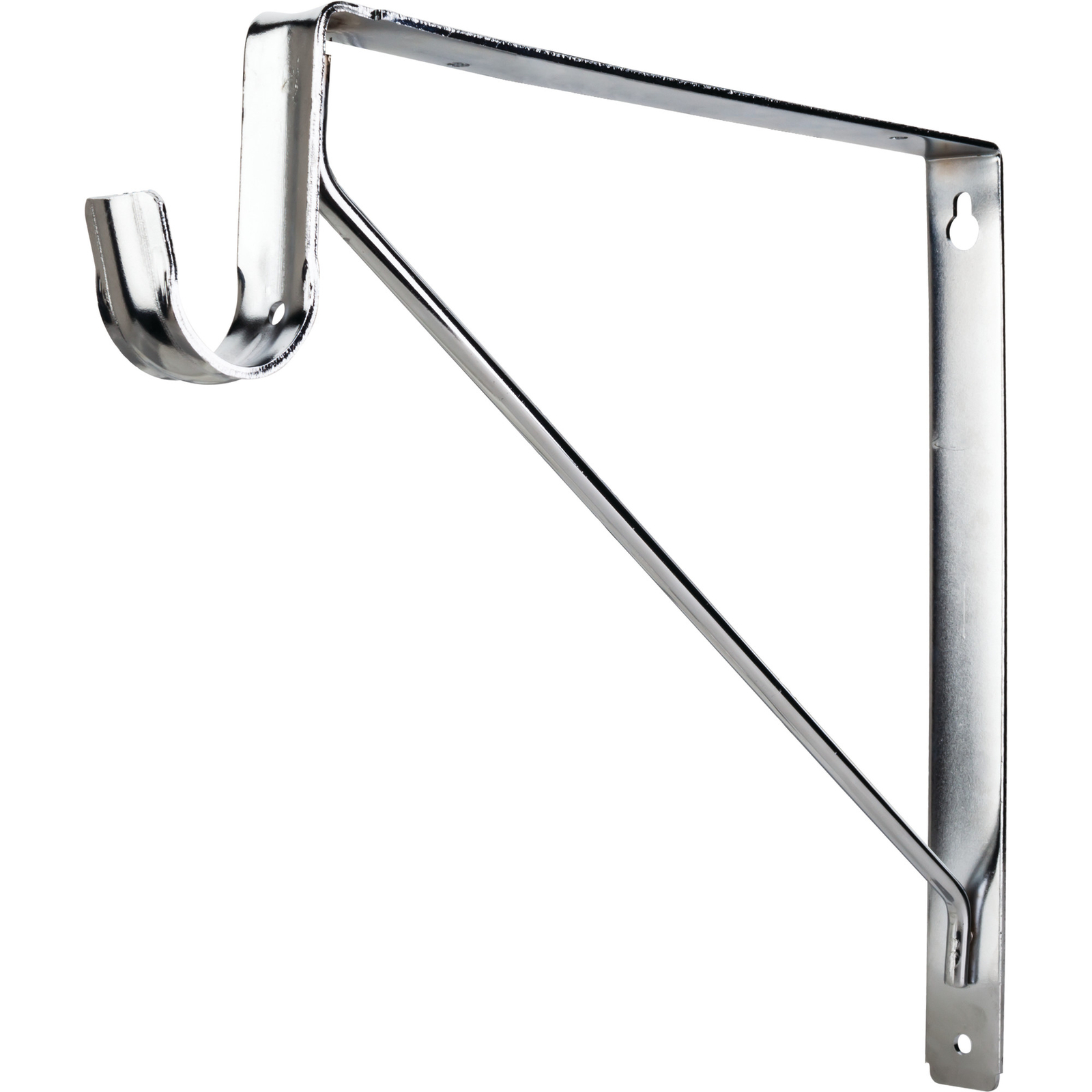 Chrome Shelf Bracket with Rod Support for 1-5/16 Inch Closet Rods  