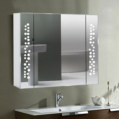 Led Illuminated Bathroom Mirror Cabinet With Shaver Socket ...