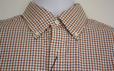 Ralph Lauren Polo Shirt Orange Plaid Cotton NEW RET 145 Long Sleeve Small