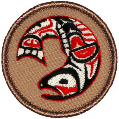NW Indian Salmon Patrol Patch - 2'' Round Embroidered Patch