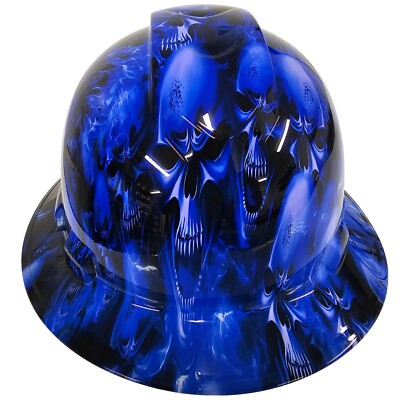 full brim hard hat custom hydro dipped IN ICE BLUE ICE SKULLS NEW CRAZY COLORS