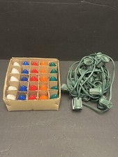 25 Christmas Bulbs - Multi Color C9 Lights  Green Wire TESTED 